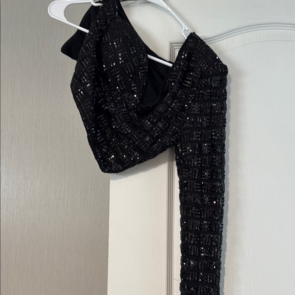 SHEIN Black Sequin Crop Top